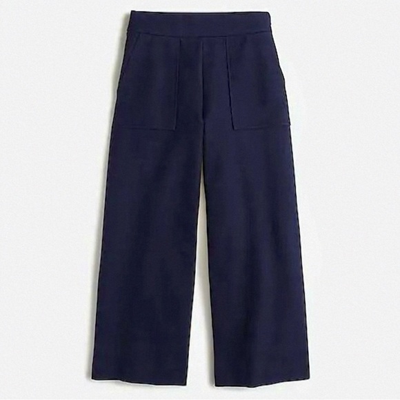 J. Crew 365 ‘Ponte Wide-Leg Crop Pants with Patch Pockets’ in Navy Blue Size XXS - Picture 1 of 9